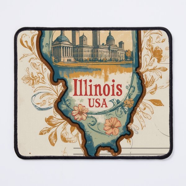 Item preview, Greetings from Illinois State Outline USA Vintage Travel Retro Postcard Design designed and sold by TravelPostcardGems.