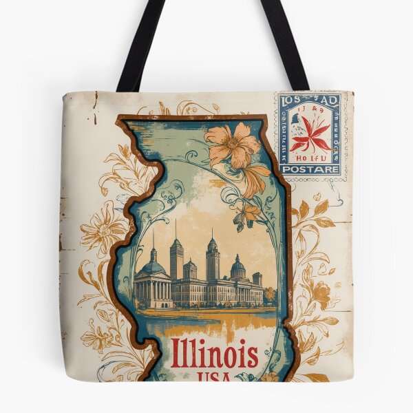 Item preview, Greetings from Illinois State Outline USA Vintage Travel Retro Postcard Design designed and sold by TravelPostcardGems.