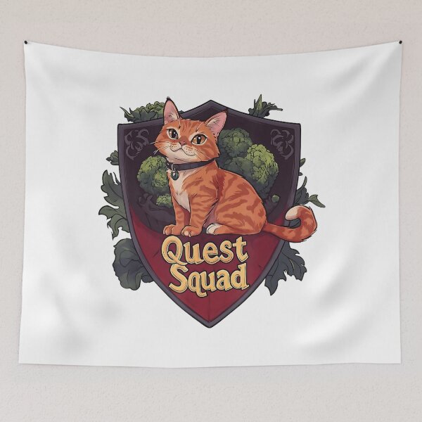 Item preview, Quest Fantasy Squad Broccoli Funny Cat Cute Retro designed and sold by FantasyFablesC.