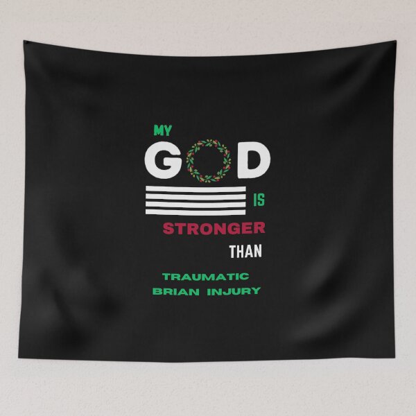 Item preview, My God Is Stronger Than Traumatic Brian Injury Awareness  designed and sold by FestivityFinds.