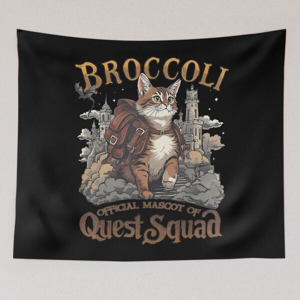 Item preview, Quest Fantasy Squad Broccoli Funny Cat Fantasy Book Bookish designed and sold by FantasyFablesC.