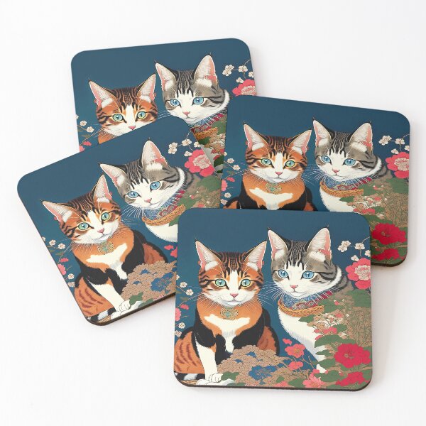 Item preview, The Perfect Companion, Cute Cats Japanese Pets, Whimsical Animals Cat Vintage Love Friends Together designed and sold by 83oranges.com.