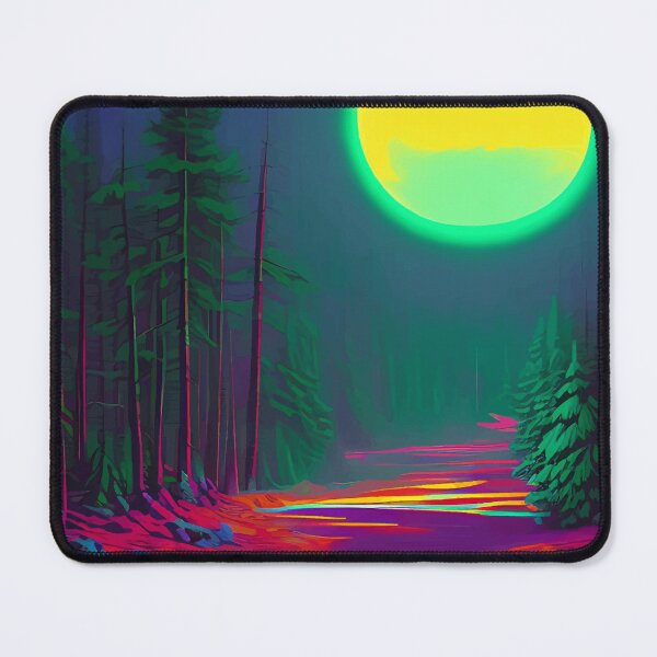 Item preview, Neon Moon, Color Pop Art Glow Forest, Nature LandscapeAdventure, Travel Mystery Eclectic, Contemporary Digital Painting designed and sold by 83oranges.com.