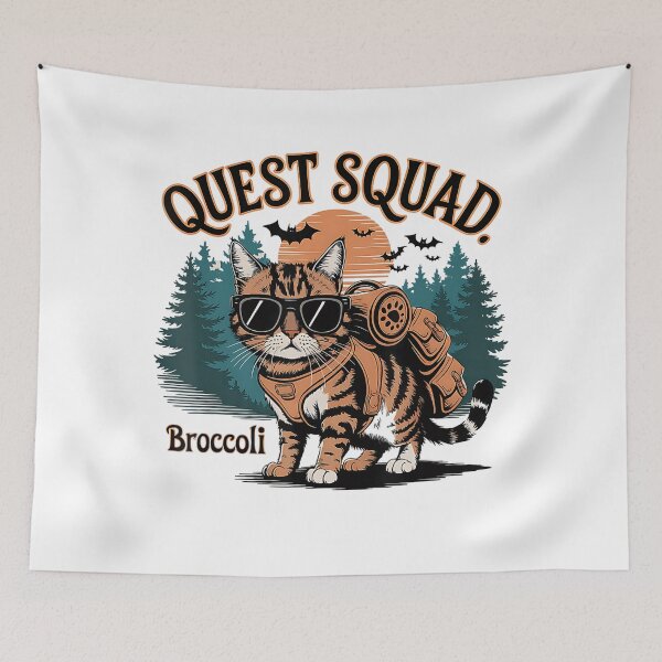 Item preview, Quest Fantasy Squad Broccoli Funny Cat Meme designed and sold by FantasyFablesC.