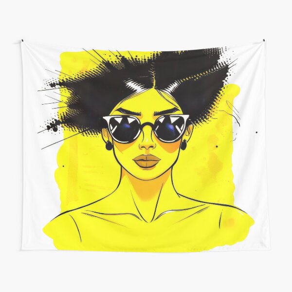 Yellow Ink Lady 1 Tapestry