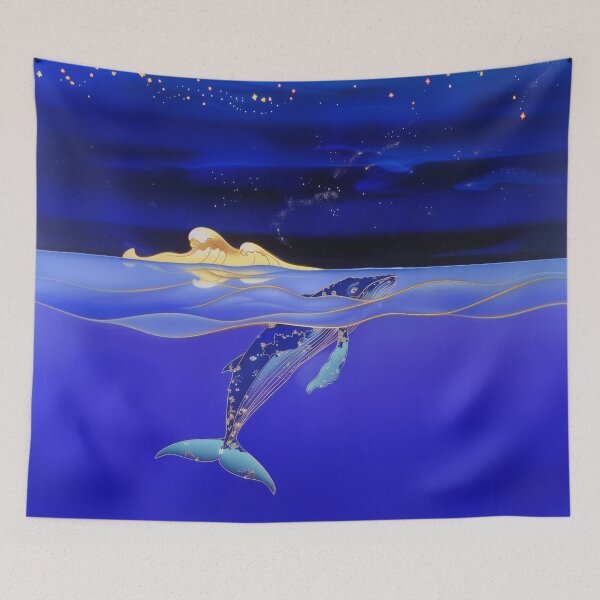 Item preview, Whale Breaching in Night Ocean Painting designed and sold by MagicalOceanArt.