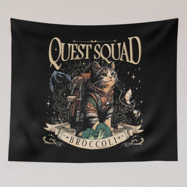 Item preview, Quest Fantasy Squad Broccoli Funny Cat Vintage Funny designed and sold by FantasyFablesC.