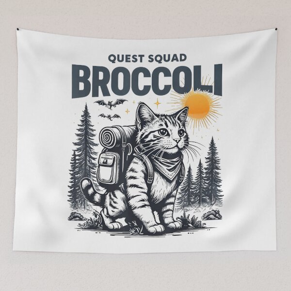Item preview, Quest Fantasy Squad Broccoli Funny Cat designed and sold by FantasyFablesC.