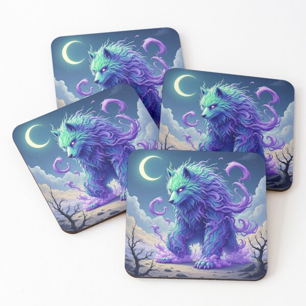 Item preview, Titan Wolf at Crescent Moon with Billowing Purple Smoke designed and sold by 2ndSketch.