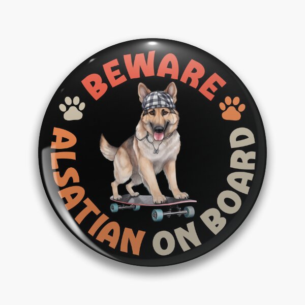 Item preview, Alsatian On Board Funny Skateboard Rider Wolf Dog designed and sold by eclecTEEq.