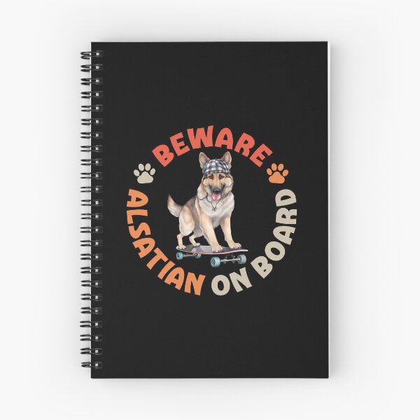 Item preview, Alsatian On Board Funny Skateboard Rider Wolf Dog designed and sold by eclecTEEq.