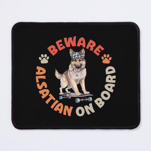 Item preview, Alsatian On Board Funny Skateboard Rider Wolf Dog designed and sold by eclecTEEq.