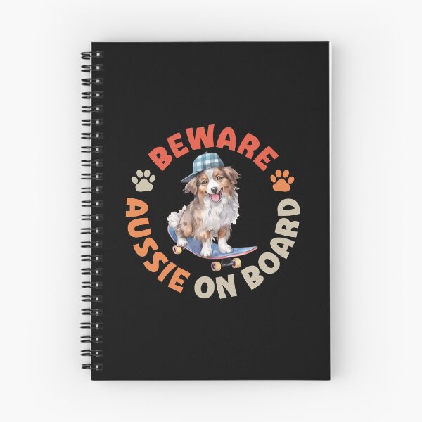 Item preview, Aussie On Board Funny Skateboard Rider Australian Shepherd Dog designed and sold by eclecTEEq.