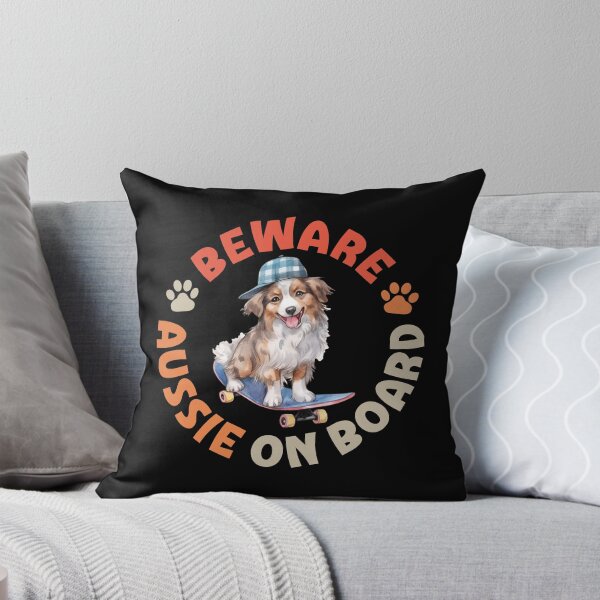 Item preview, Aussie On Board Funny Skateboard Rider Australian Shepherd Dog designed and sold by eclecTEEq.