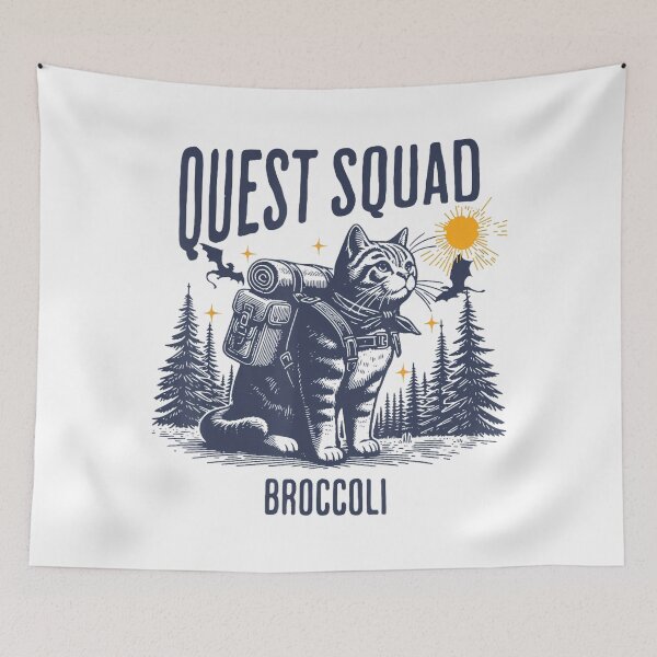 Item preview, Quest Squad Broccoli Fantasy Funny Cat designed and sold by FantasyFablesC.