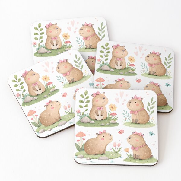 Item preview, A0762 Cottagecore Capybara Bliss – Cozy & Aesthetic Capybara Design for POD Gifts | Whimsical Nature-Inspired Print designed and sold by angieart68.
