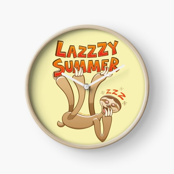 Sleepy sloth yawning and enjoying a lazy summer Clock