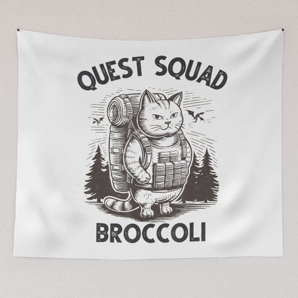 Item preview, Quest Squad Broccoli Funny Cat Cute designed and sold by FantasyFablesC.