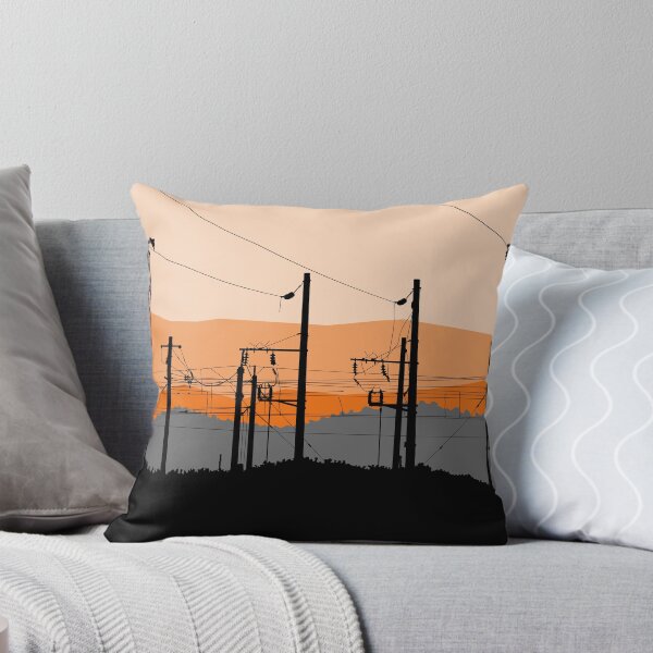 Item preview, High voltage power lines, electricity towers and pylons black silhouettes on sunset designed and sold by Familyshmot.