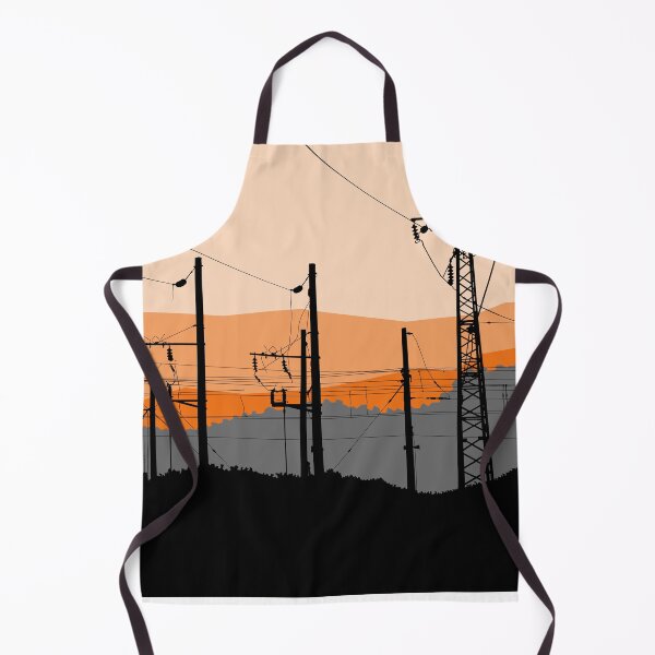 Item preview, High voltage power lines, electricity towers and pylons black silhouettes on sunset designed and sold by Familyshmot.