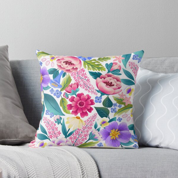 Item preview, Bright happy floral with tightly packed flowers on white designed and sold by ArtOfSmallJoys.