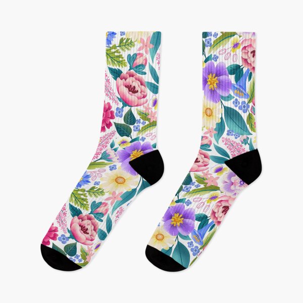 Item preview, Bright happy floral with tightly packed flowers on white designed and sold by ArtOfSmallJoys.