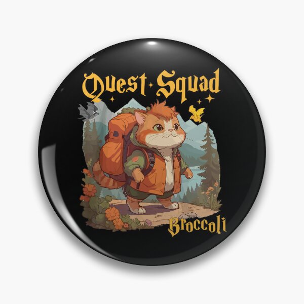 Item preview, Retro Quest Fantasy Squad Broccoli Funny Cat designed and sold by FantasyFablesC.