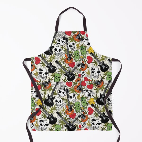Item preview, Guitar Skulls Hearts Hemp Aliens All-Over Print Canvas designed and sold by FroggyFly Designs.