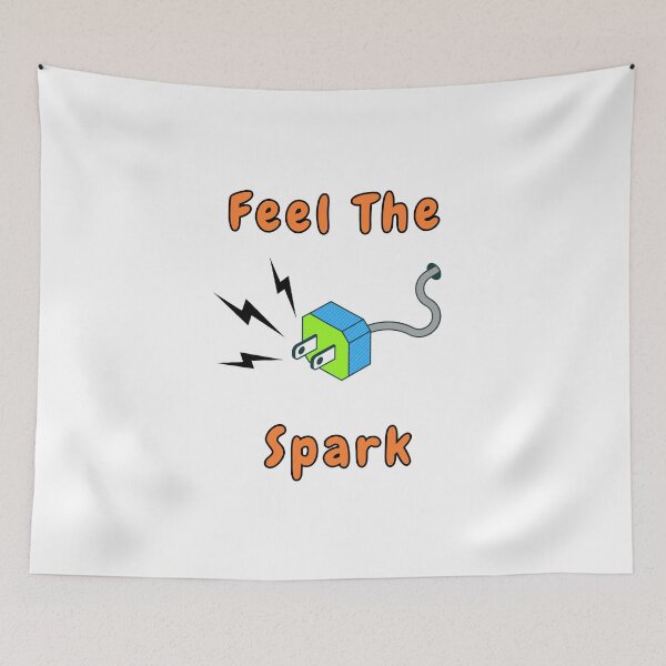 Item preview, Feel The Spark, Power Plug, Orange Font, Funny, Humorous, Puns designed and sold by AASparksDesigns.
