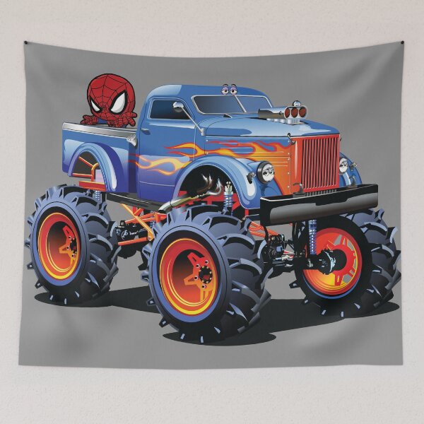 Item preview, Racer Car & Web-Slinging Spider – Retro Action Art designed and sold by GraphixKing999.