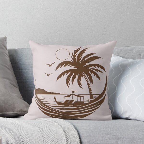 Item preview, Puesta de sol en un paraíso tropical con barco y palmeras: ambiente relajante en la playa designed and sold by EmiBarDesign.