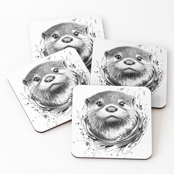 Item preview, Black and White Otter Portrait designed and sold by NicolasGlowArt.