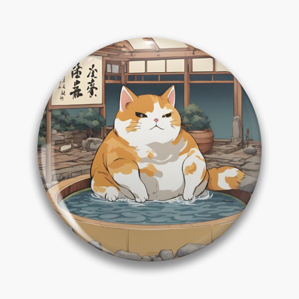 Item preview, ginger cat in onsen hot spring designed and sold by FunkyBeaver.