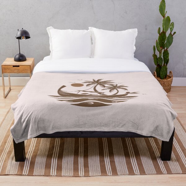 Item preview, Tropical Paradise Sunset with Boat and Palm Trees – Relaxing Beach Vibes designed and sold by EmiBarDesign.