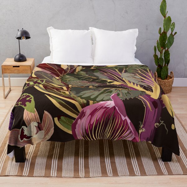 Item preview, Tropical floral seamless pattern background with exotic dark violet flowers, golden elements and leaves. designed and sold by MatyKotiv.