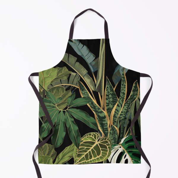 Item preview, Tropical night vintage palm, banana, plant, golden leaves, floral seamless border. designed and sold by MatyKotiv.