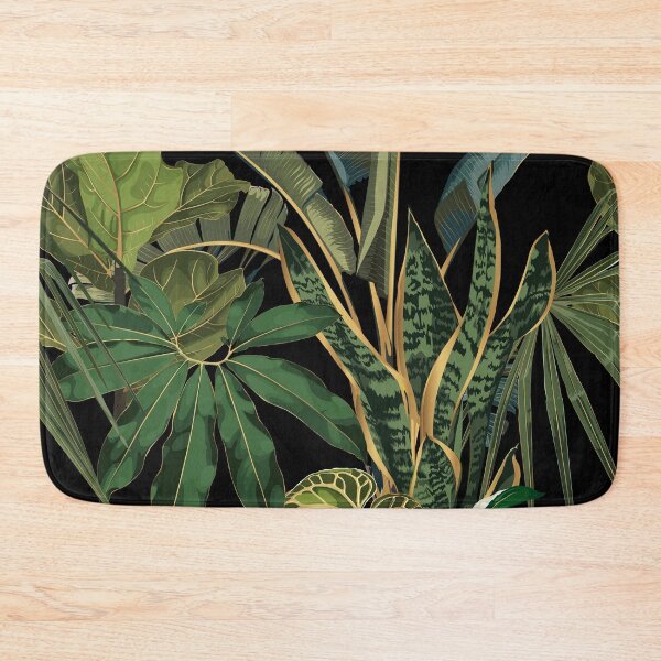 Item preview, Tropical night vintage palm, banana, plant, golden leaves, floral seamless border. designed and sold by MatyKotiv.