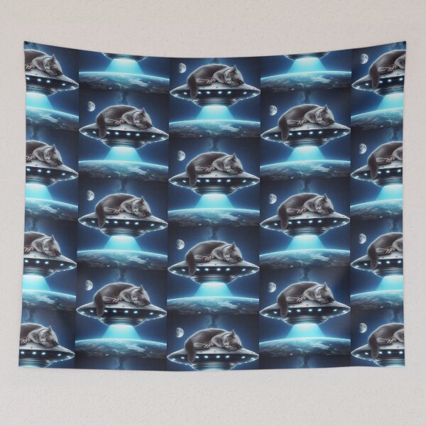 Item preview, Cat sleeping on a UFO designed and sold by Dogandesighn.