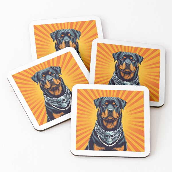 Aperçu de l'œuvre Rottweiler en pop art créée et vendue par Nocturne  Paws.