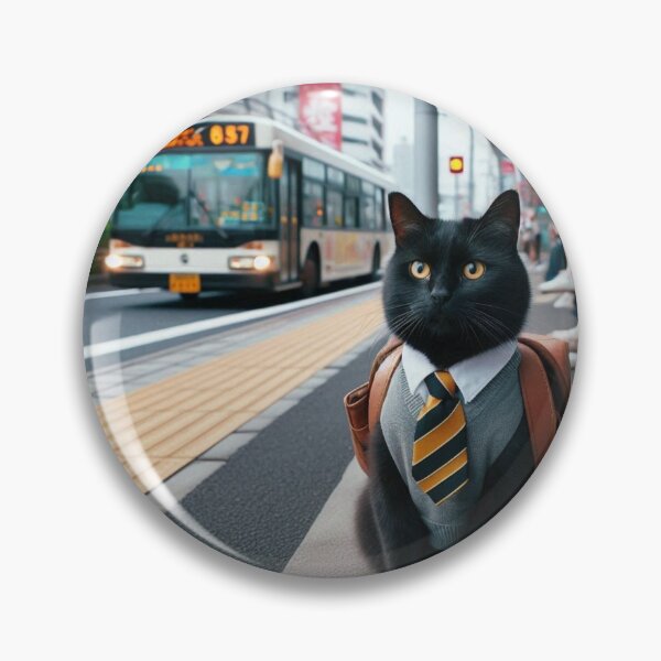 Item preview, Cute black cat at bus stop in Tokyo designed and sold by Dogandesighn.