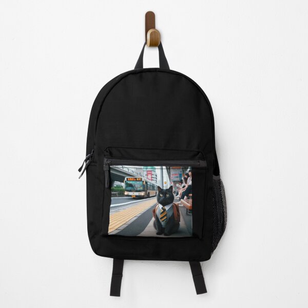 Item preview, Cute black cat at bus stop in Tokyo designed and sold by Dogandesighn.