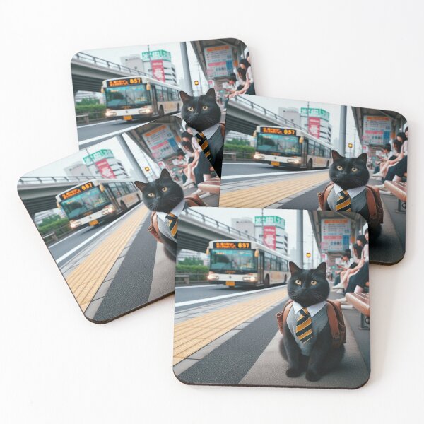 Item preview, Cute black cat at bus stop in Tokyo designed and sold by Dogandesighn.