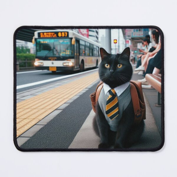 Item preview, Cute black cat at bus stop in Tokyo designed and sold by Dogandesighn.