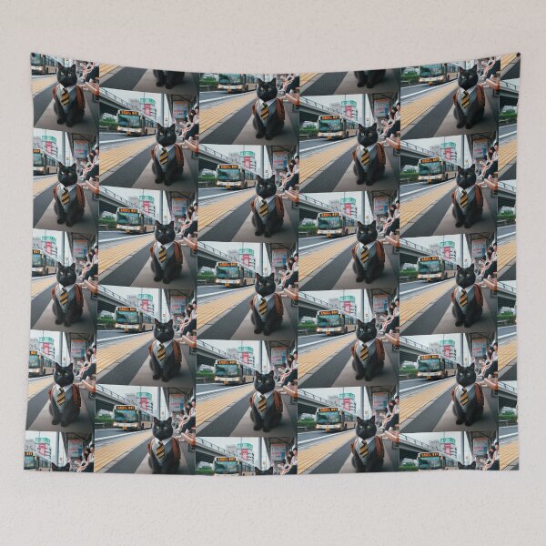 Item preview, Cute black cat at bus stop in Tokyo designed and sold by Dogandesighn.
