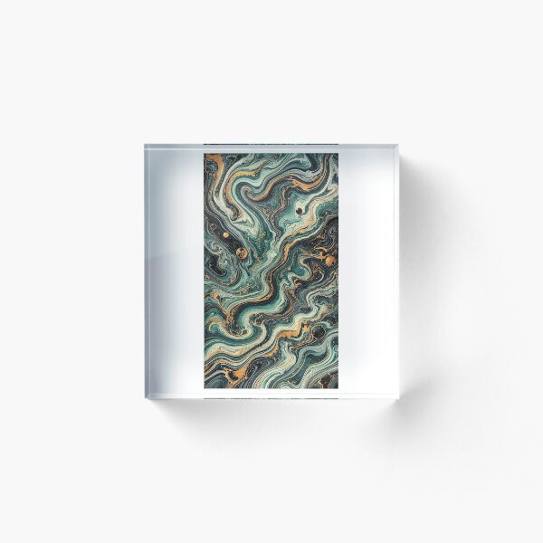 Item preview, Celestial Marble Swirls: Luxurious Emerald and Gold Fluid Abstract Art designed and sold by LDArtWork.