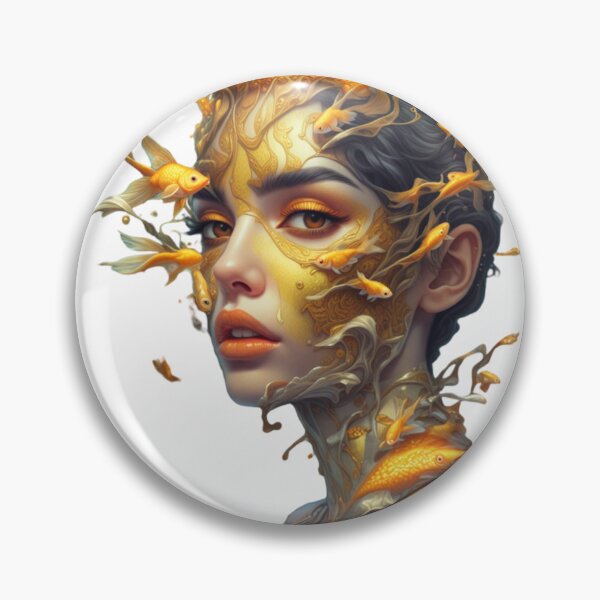 Item preview, Mujer y pez dorado en oro designed and sold by PeggyMacStudio.