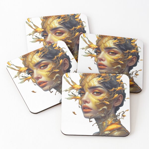 Item preview, Mujer y pez dorado en oro designed and sold by PeggyMacStudio.
