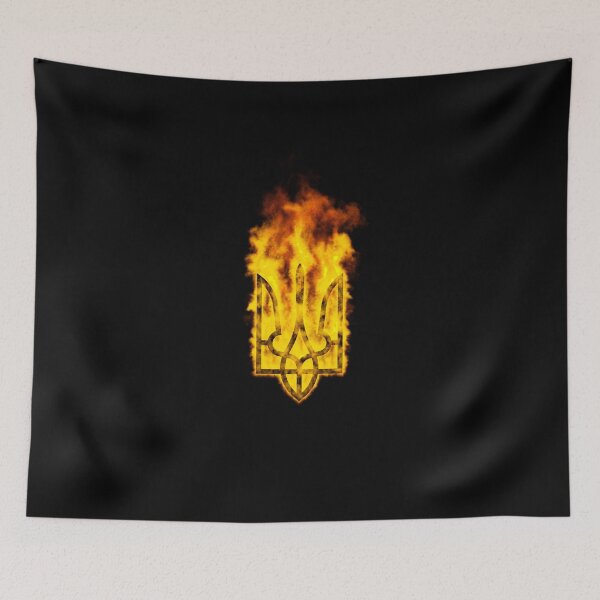 Item preview, Ukraine coat of arms shield trident gyrfalcon fire designed and sold by lathspell.