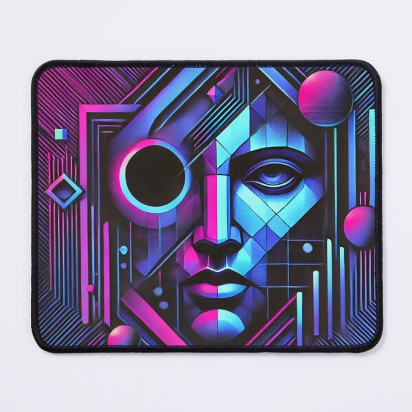 Item preview, Futuristic Neon Geometric Face – Cyberpunk Aesthetic designed and sold by Bellassi.