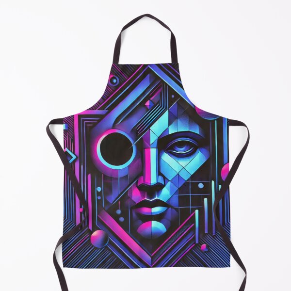 Item preview, Futuristic Neon Geometric Face – Cyberpunk Aesthetic designed and sold by Bellassi.